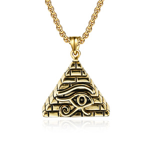 Collar con Colgante de Acero de Titanio con Ojo de Horus de la Pirámide Egipcia, Joyería Unisex para Uso Diario, Aleación de Metal Precioso, Diseño Geométrico - Product Image 5
