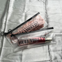 Sacs à fermeture éclair en PVC givré sur mesure - Pochette en plastique noire avec logo imprimé et anneau de traction