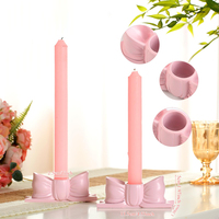 Porte-bougie rose en résine en forme de nœud, support décoratif pour bougie, idéal pour mariage, dîner, fête, décoration de table à la maison