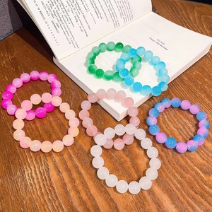 Glass Beaded <b>Bracelet</b> 12mm Gradient Color Seamless Hair Tie For Gift Student Style - Product Image 4