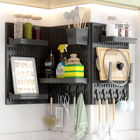 Support de rangement mural moderne et efficace pour panneau perforé à un seul niveau Design peu encombrant Salle de bain Garage Salon Sac à vêtements Étagère à épices