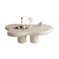 Ensemble de table basse Voyage Modern Home table centrale en forme de nuage ondulé blanc crème pour le salon