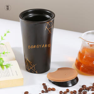 Tasse à café en céramique Dongyang avec couvercle, grande capacité, double paroi isolée, mug de voyage, cadeau d'affaires - Product Image 4