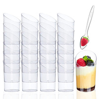 Vente en gros 3oz clair PS en plastique tasse inclinée élégante mousse pouding yaourt dessert présentoir