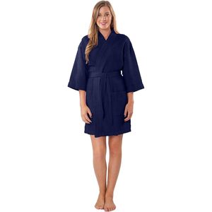 ชุดคลุมอาบน้ำผ้าวาฟเฟิลน้ำหนักเบาสำหรับผู้หญิง แขนสั้น เนื้อผ้านุ่ม สั่งทำแบรนด์ส่วนตัว ขายส่ง ความยาวระดับต้นขา ชุดนอนสำหรับผู้ใหญ่ - Product Image 5