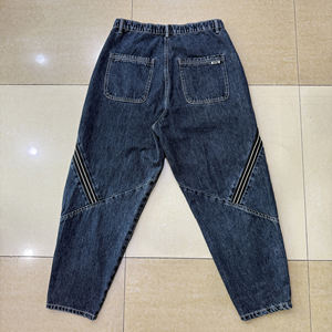 Jeans a carota personalizzati blu scuro larghi con nastro bianco e nero con cuciture uniche Casual stile classico pantaloni 2025 abbigliamento - Product Image 2