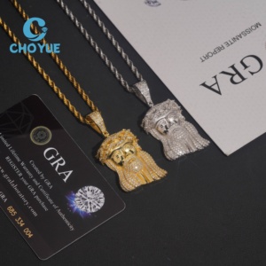 Colgantes Religiosos de Jesús de Plata de Ley 925 de Alta Calidad, Colección Hip Hop, Joyería Unisex con Incrustaciones de Diamantes, Certificado GRA - Product Image 2