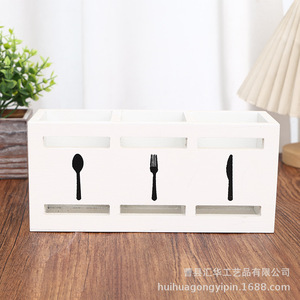 Wooden tableware <b>storage</b> <b>box</b>, <b>kitchen</b> tableware sorting and organizing <b>box</b>, household dining table chopsticks and forks wooden - Product Image 2