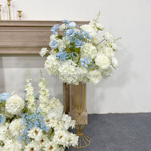 शादी के मंच सजावट के लिए कृत्रिम सफेद और नीले फूल धावक फूल पंक्ति - Product Image 5