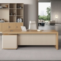 Ensemble de bureau de direction moderne : Chaise de bureau et table de direction, style luxe léger, finition laquée, PVC