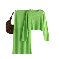 Ensemble deux pièces en maille pour femme : pull tricoté ample et jupe tricotée pour l'été – Ropa De Mujer Roupas Femininas Da Moda