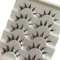 5 paires de faux cils de style anime, faux cils de style démon dramatique, courbe en D, réutilisables