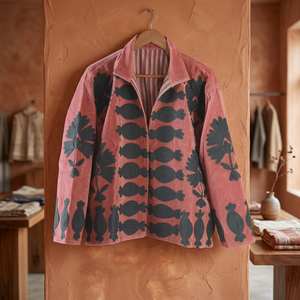 Chaqueta Bomber de Terciopelo Bordada a Mano con Estampado Floral, Manga Larga, Cuello Camisero, Reversible, Ropa de Invierno para Mujer - Product Image 3