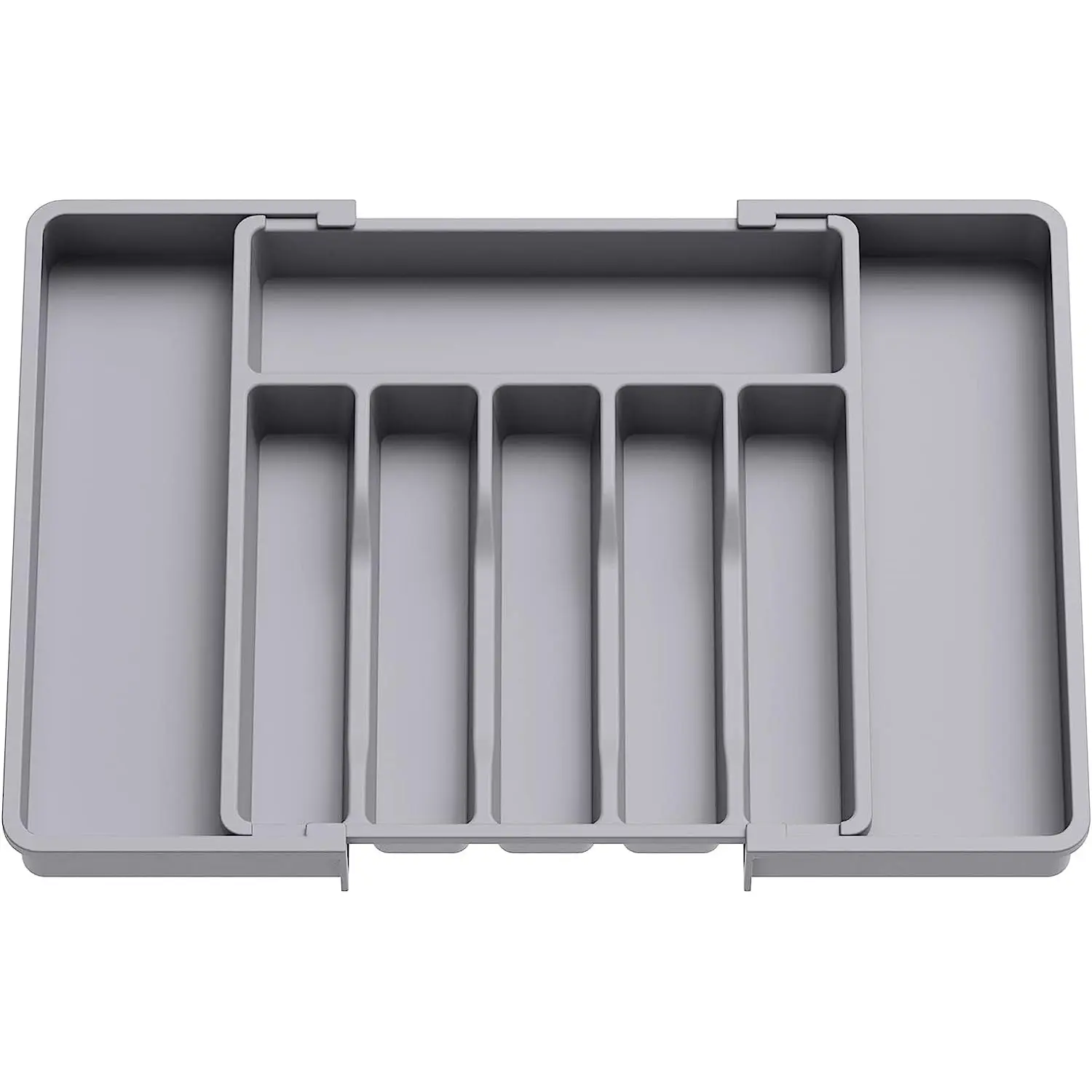 Bandeja extensible para cubiertos, cajón de almacenamiento, cuchillo, tenedor y palillos, caja de almacenamiento de plástico, organizador de vajilla con 8 compartimentos