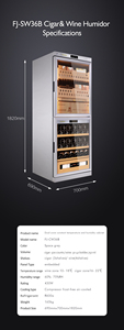 RACHING FJ-CW36B Armadio Elettronico a Due Porte per Sigari <span class=keywords><strong>e</strong></span> <span class=keywords><strong>Vini</strong></span>, Humidor per Sigari <span class=keywords><strong>e</strong></span> Frigorifero per <span class=keywords><strong>Vini</strong></span> - Product Image 4