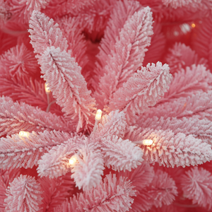 Decoraciones Navideñas Artificiales Personalizables en Oferta, Hermoso Árbol de Navidad Rosa con Nieve Artificial para las Fiestas - Product Image 3