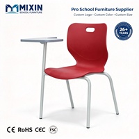 Chaises d'école modernes avec tablette d'écriture intégrée, accoudoirs et siège moulé pour bureau, conférence, formation, salle de classe, étude et pratique