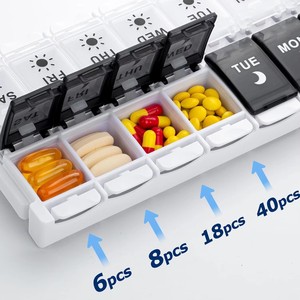 BPA Free <span class=keywords><strong>PP</strong></span> đẩy openning thiết kế Pill Organizer 2 lần một ngày hàng tuần 7 ngày AM PM với khoang lớn Pill Box - Product Image 3
