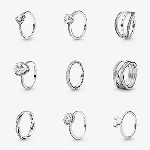Topkwaliteit 925 Sterling Zilveren Ringen Halo Hart Bloem Tiara Vorm Rose Goud Zirkoon Statement Ringen Voor Vrouwen
