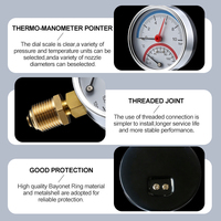 80mm Durable Thermomanometer Pressure & Temperature Analog Combo Gauge Bottom Mount 0-6bar for HVAC Heating Boiler Systems OEM