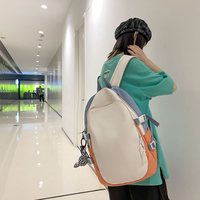 Sac à dos gris crème avec fermeture éclair, grande capacité 36-56L, avec pendentif géométrique en peluche mignon, sac à dos décontracté pour voyage et école, unisexe