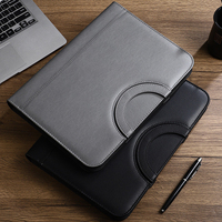 A4 A5 B5 azul marino regalo conjunto hombres mujeres Escuela de Negocios personalizado PU cuero 3 4 anillo Padfolio cartera organizador carpeta con cremallera