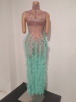 Robe longue de soirée élégante en strass de cristal pour femme, robe fourreau de cocktail, robe de bal, tenue de club pour dames