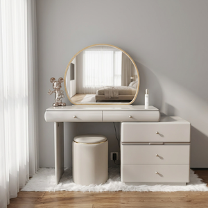 Modern Makeup <b>Vanity</b> <b>Table</b> with Oval <b>Mirror</b> and Storage Drawers for Bedroom Furniture - Product Image 3