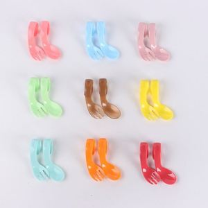Cuchara y Tenedor de PP para Niños, Cuchara de Aprendizaje para Bebés, Cabeza Curva, Mango Corto, Diseño Minimalista, Cuchara para Alimentos Complementarios - Product Image 3