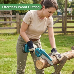 Ensemble <span class=keywords><strong>d</strong></span>'outils 2 en 1 MulinSen, cisailles de taille pour branches hautes sans fil 21V et mini tronçonneuse avec perche <span class=keywords><strong>télescopique</strong></span> réglable - Product Image 2