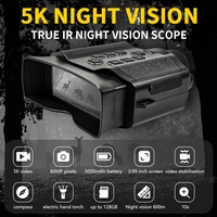 Binoculares de Visión Nocturna Infrarroja 5K HD, Cámara Digital Láser de Mano de 60MP con Zoom de 10X, Linterna para Observación de Animales al Aire Libre