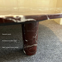 Table basse en marbre Rosso Levanto à bords incurvés, table de salon ovale carrée douce pour projets de villas de luxe, hôtels et halls d'accueil (ODM/OEM)