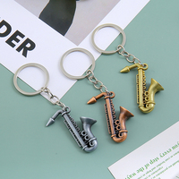 Nouveau design personnalisé en alliage de zinc, pendentif porte-clés trompette saxophone 3D simulé, cadeau souvenir musical étanche et tendance