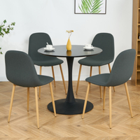 Table à manger moderne en MDF blanc Petits ensembles pour salle à manger Peu encombrants Ensemble de table ronde avec 4 chaises