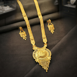 ขายส่ง14K 18K 24K ชุดเครื่องประดับแต่งงานไมโครโกลด์ยาวชุดเครื่องประดับทรงยาวดีไซน์แบบดั้งเดิมชุดเครื่องประดับยาว - Product Image 4