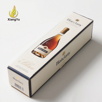 Caja de Embalaje de Licor Autoarmable de Cartón Reciclable Ecológico y Resistente para una Sola Botella de Brandy, Impresión Personalizada para Regalo