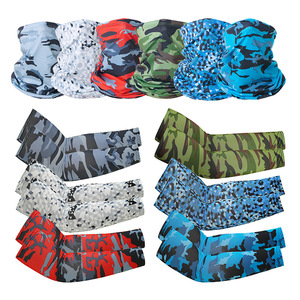 Cycling Arm Sleeves And Neck Warmer Set Ice Silk UV Protection Outdoor Sports Unisex Adult Solid Color - Product Image 4