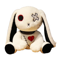 Peluche de lapin Reborn étrange et gothique, style sombre, mignon lapin cicatrisé, animal en peluche doux