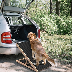 Hölzerne Hunde rampe 4 Stufen Höhen verstellbar Klappbar Tragbare Haustier katzen leiter Rutsch fest für Innen sofa Hunde treppen - Product Image 5