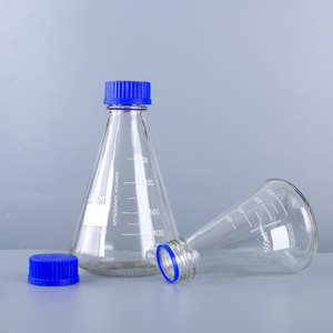 Flacon <span class=keywords><strong>de</strong></span> laboratoire <span class=keywords><strong>conique</strong></span> à fond plat <span class=keywords><strong>de</strong></span> 500ml 1000ml, flacon <span class=keywords><strong>de</strong></span> réactif <span class=keywords><strong>conique</strong></span> <span class=keywords><strong>de</strong></span> 500ml 1L avec <span class=keywords><strong>bouchon</strong></span> à vis bleu - Product Image 1