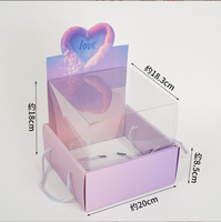 Boîte carrée en gros Boîte à fleurs en carton pour Saint-Valentin avec poignée pour Arrangement floral personnalisé pour la Saint-Valentin
