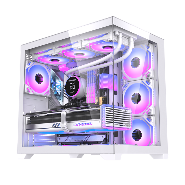 Lovingcool Factory Outlet New Pc Case ATX Tower Gaming Cabinet Desktop RGB Fans Comput Case & Tower Glass Chassis Fans & Cooling