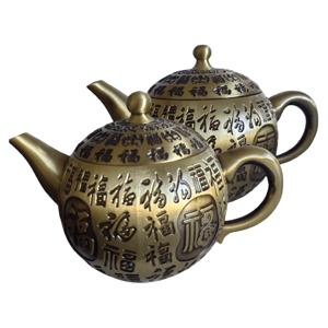 Stile <span class=keywords><strong>cinese</strong></span> rame rotondo teiera e ciotola <span class=keywords><strong>da</strong></span> tè ornamenti con centinaia di benedizioni modelli adatti per la decorazione d'interni - Product Image 2