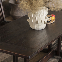 Table à manger rectangulaire artisanale en bois massif de style rustique avec pieds croisés, mobilier de luxe pour la maison, assemblé