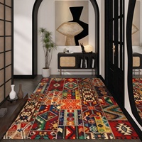 Tapis de porte en velours bouclé style rétro vintage, tapis d'entrée pour couloir, résistant à la saleté, antidérapant, motif géométrique abstrait