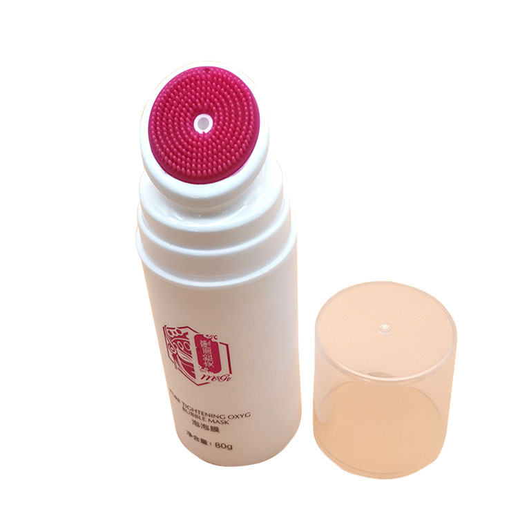 Exfoliating Whitening Airless Pump Facial Cleanser Soft Tube with Rotary Switch and Silica Gel Brush Applicator