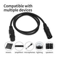 Câble de Signal DMX512 1m connecteurs de canon à trois cœurs en caoutchouc d'aluminium pour Console d'éclairage de scène et amplificateur de haut-parleur