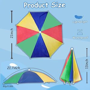 Bán buôn Hands miễn phí Mini Hat <span class=keywords><strong>Umbrella</strong></span> với đàn hồi Headband, UV bảo vệ cầu vồng đầu ô cho cá khuyến mãi - Product Image 2
