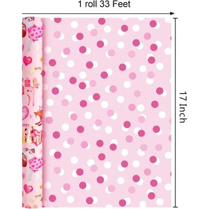 Valentines Day <b>Wrapping</b> <b>Paper</b> Pink Heart Dog Design 46.8 Square Feet Recyclable Double Side Gift Craft Use - Product Image 5