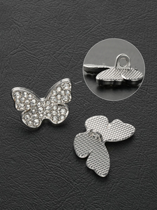 Hình bướm Hợp kim kẽm <span class=keywords><strong>Shank</strong></span> nút <span class=keywords><strong>25mm</strong></span> <span class=keywords><strong>Shank</strong></span> với lấp lánh Rhinestone embellishments cho quần áo trang trí - Product Image 3